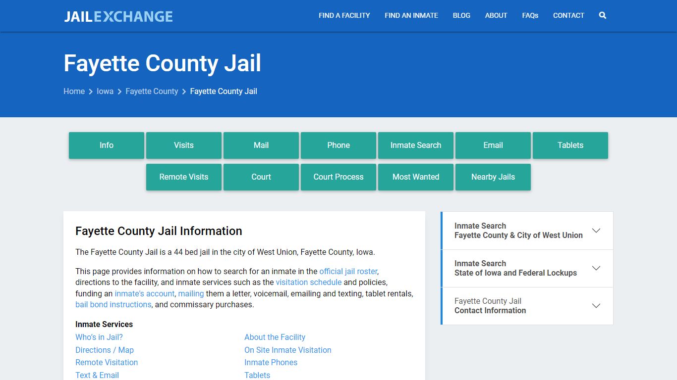 Fayette County Jail, IA Inmate Search, Information
