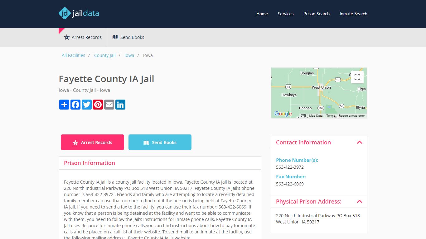 Fayette County IA Jail Inmate Search and Prisoner Info - West Union, IA